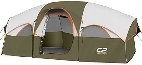 CAMPROS CP Tenda de acampamento para 8 pessoas Tenda familiar resistente a intempéries 5 Janela de malha grande, camada dupla, dividida