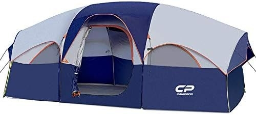 CAMPROS CP Tenda de acampamento para 8 pessoas Tenda familiar resistente a intempéries 5 Janela de malha grande, camada dupla, dividida