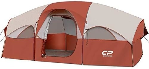 CAMPROS CP Tenda de acampamento para 8 pessoas Tenda familiar resistente a intempéries 5 Janela de malha grande, camada dupla, dividida