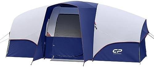 CAMPROS CP Tenda de acampamento para 8 pessoas Tenda familiar resistente a intempéries 5 Janela de malha grande, camada dupla, dividida