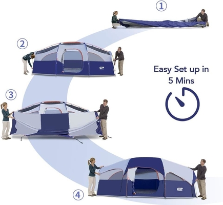 CAMPROS CP Tenda de acampamento para 8 pessoas Tenda familiar resistente a intempéries 5 Janela de malha grande, camada dupla, dividida