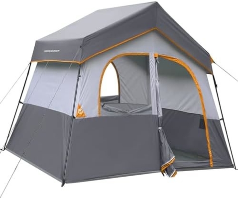 HIKERGARDEN Tenda de acampamento para 6 pessoas - Portavel, fácil de montar Tenda familiar para acampamento, Tenda de cabine de tecido à prova de vento ao ar livre