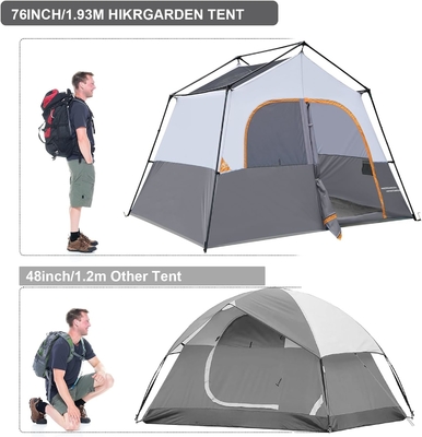 HIKERGARDEN Tenda de acampamento para 6 pessoas - Portavel, fácil de montar Tenda familiar para acampamento, Tenda de cabine de tecido à prova de vento ao ar livre