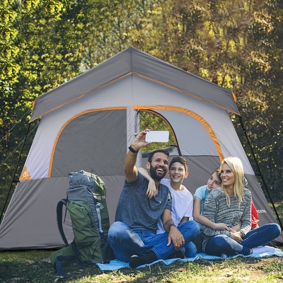 HIKERGARDEN Tenda de acampamento para 6 pessoas - Portavel, fácil de montar Tenda familiar para acampamento, Tenda de cabine de tecido à prova de vento ao ar livre