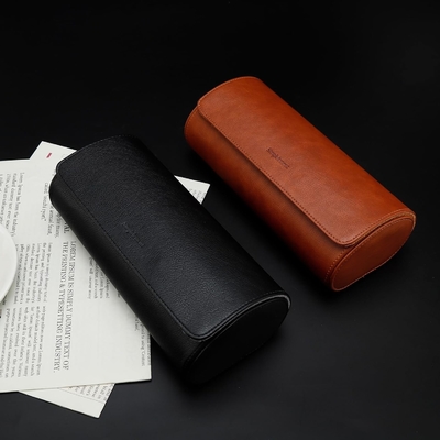 Bolsa de viagem, rolo de relógio para 3 relógios, couro falso premium, embalagem de caixa de presente