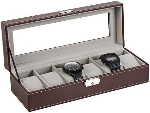 NEX 6 Slots Organizador de caixa de relógio para homens, porta relógio preto