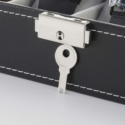NEX 6 Slots Organizador de caixa de relógio para homens, porta relógio preto