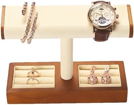 Solid Wood Watch Display Stand T-bar Watch Stand Jewelry Holder Stand Caixas de relógio para homens Organizador de relógio para homens