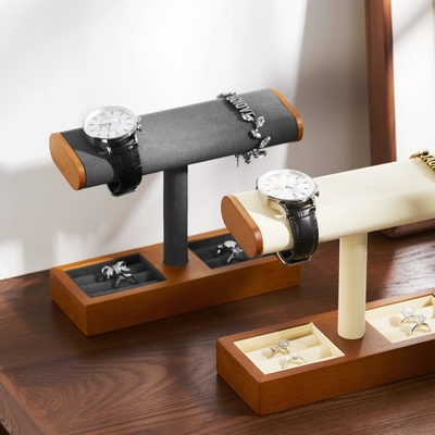 Solid Wood Watch Display Stand T-bar Watch Stand Jewelry Holder Stand Caixas de relógio para homens Organizador de relógio para homens