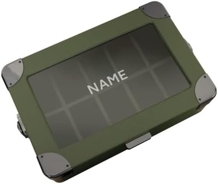 CASE ELEGANCE Militar 10 Slot Watch Box Case Organizer para Homens, Top de Vidro Real, Modular Valet Tray,