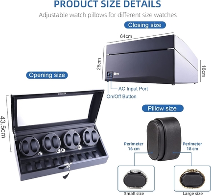 Relógio Winder, XTELARY Luxury 4 Motor Quad Relógio Winders para relógios automáticos Safe &amp; Box de display de madeira Case 8 + 9 Armazenamento