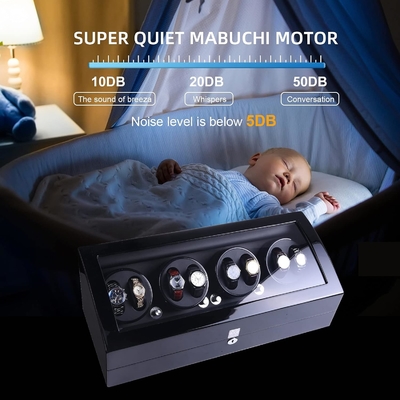 Relógio Winder, XTELARY Luxury 4 Motor Quad Relógio Winders para relógios automáticos Safe &amp; Box de display de madeira Case 8 + 9 Armazenamento