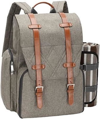 Mochila de piquenique para 4 pessoas com saco grande de refrigerador isolado, saco de piquenique com saco de vinho,