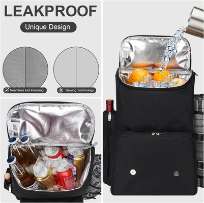 Mochila de piquenique para 4 pessoas com saco grande de refrigerador isolado, saco de piquenique com saco de vinho,
