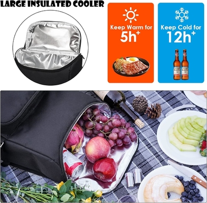 Mochila de piquenique para 4 pessoas com saco grande de refrigerador isolado, saco de piquenique com saco de vinho,