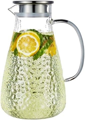 Jarro de vidro Karafu com tampa, jarro de água resistente ao calor de 68 oz para água quente / fria, chá gelado e suco de bebida clara