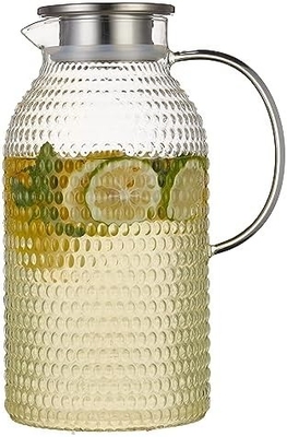 Jarro de vidro Karafu com tampa, jarro de água resistente ao calor de 68 oz para água quente / fria, chá gelado e suco de bebida clara