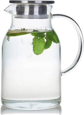 Jarro de vidro Karafu com tampa, jarro de água resistente ao calor de 68 oz para água quente / fria, chá gelado e suco de bebida clara
