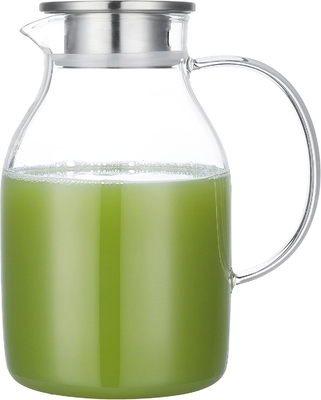 Jarro de vidro Karafu com tampa, jarro de água resistente ao calor de 68 oz para água quente / fria, chá gelado e suco de bebida clara