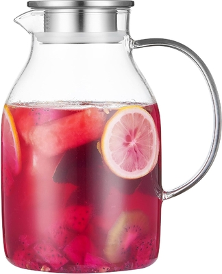 Jarro de vidro Karafu com tampa, jarro de água resistente ao calor de 68 oz para água quente / fria, chá gelado e suco de bebida clara