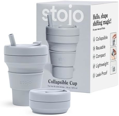 Copo de viagem dobrável - Verde Sage, 12oz / 355ml - Reutilizavel à prova de vazamento para uso no bolso