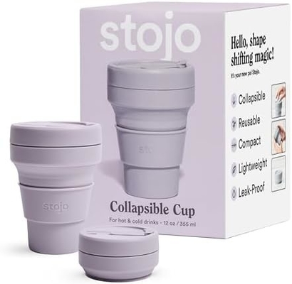 Copo de viagem dobrável - Verde Sage, 12oz / 355ml - Reutilizavel à prova de vazamento para uso no bolso