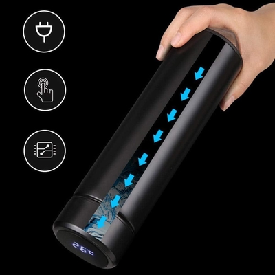 Garrafa de água com display de temperatura LED,Garrafa de água isolada a vácuo de parede dupla,Esporte automóvel de aço inoxidável