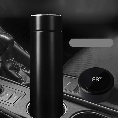 Garrafa de água com display de temperatura LED,Garrafa de água isolada a vácuo de parede dupla,Esporte automóvel de aço inoxidável