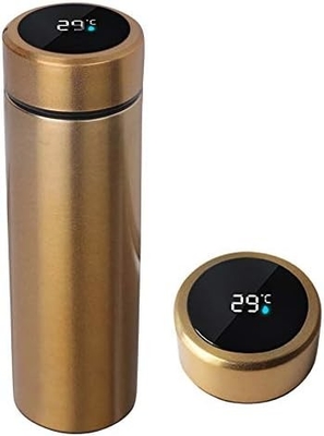 Garrafa de água com display de temperatura LED,Garrafa de água isolada a vácuo de parede dupla,Esporte automóvel de aço inoxidável