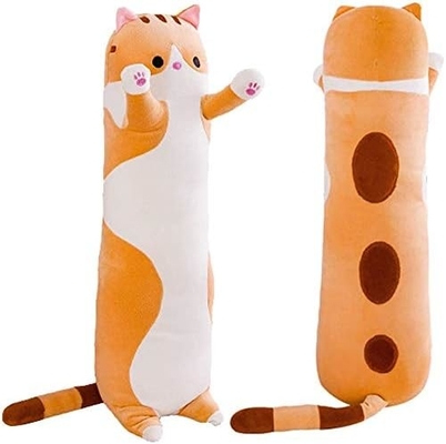 WUYU adorável boneca de gato de pelúcia lindo desenho animado fofinho recheado gatinho almofada longa lançamento almofada de dormir boneca brinquedo presente para crianças