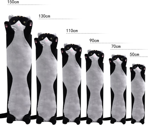 WUYU adorável boneca de gato de pelúcia lindo desenho animado fofinho recheado gatinho almofada longa lançamento almofada de dormir boneca brinquedo presente para crianças