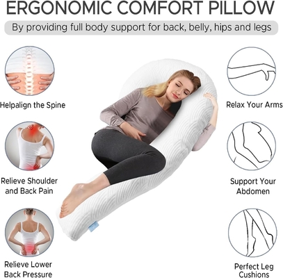 Almofada corporal para adultos - almofadas de cama compridas macias inserção para dormir - espuma de memória rasgada e tampa lavável removível