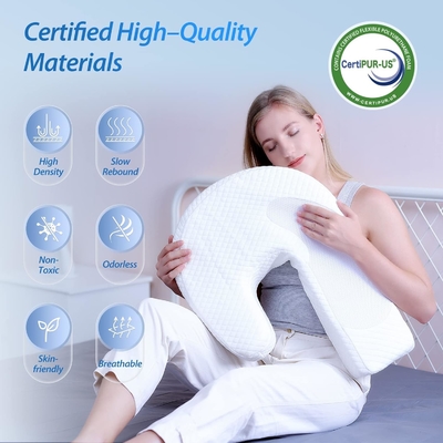Almofada para Dormido Lado Almofada para Corpo para Adultos Almofada de espuma de memória com suporte em forma de U