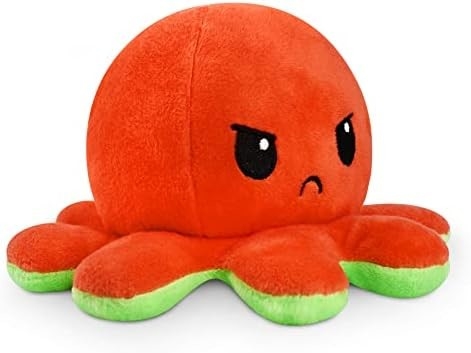 TeeTurtle - O original Plushie pulpo reversível - Amor + ódio - Simpático sensorial Fidget animais recheados que mostram o seu