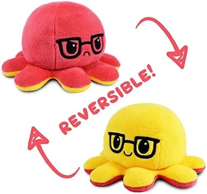 TeeTurtle - O original Plushie pulpo reversível - Amor + ódio - Simpático sensorial Fidget animais recheados que mostram o seu