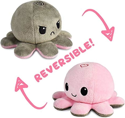 TeeTurtle - O original Plushie pulpo reversível - Amor + ódio - Simpático sensorial Fidget animais recheados que mostram o seu