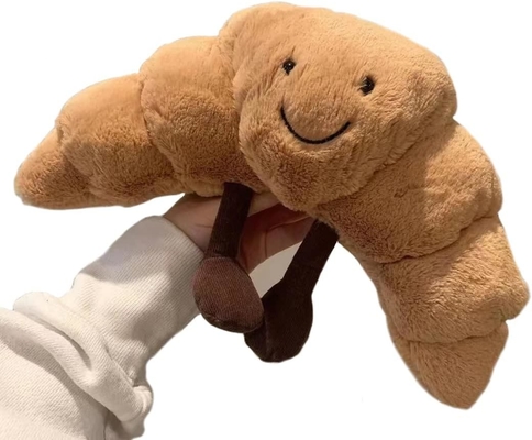 Pesado Plush 9 &quot; Croissant Plush Sorriso lindo Croissant Pão Almofada Animal recheado