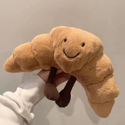 Pesado Plush 9 &quot; Croissant Plush Sorriso lindo Croissant Pão Almofada Animal recheado