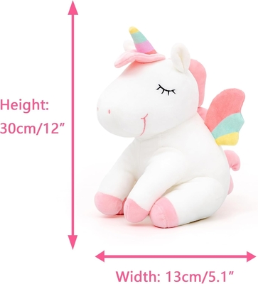 Lazada unicórnio animal recheado brinquedos de pelúcia meninas presentes com asas de arco-íris branco 12 polegadas