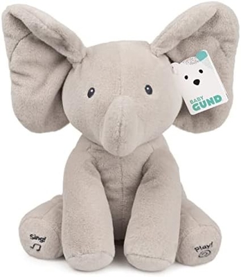 GUND Bebê Animado Flappy O Elefante Plush, Cantando Brinquedo de Bebê de Animais Recheados para Idades 0 e Mais, Cinza, 12&quot;
