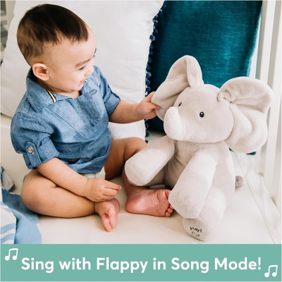 GUND Bebê Animado Flappy O Elefante Plush, Cantando Brinquedo de Bebê de Animais Recheados para Idades 0 e Mais, Cinza, 12&quot;