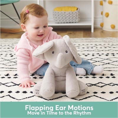 GUND Bebê Animado Flappy O Elefante Plush, Cantando Brinquedo de Bebê de Animais Recheados para Idades 0 e Mais, Cinza, 12&quot;