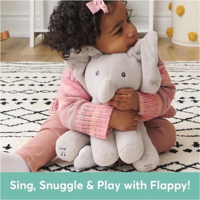 GUND Bebê Animado Flappy O Elefante Plush, Cantando Brinquedo de Bebê de Animais Recheados para Idades 0 e Mais, Cinza, 12&quot;