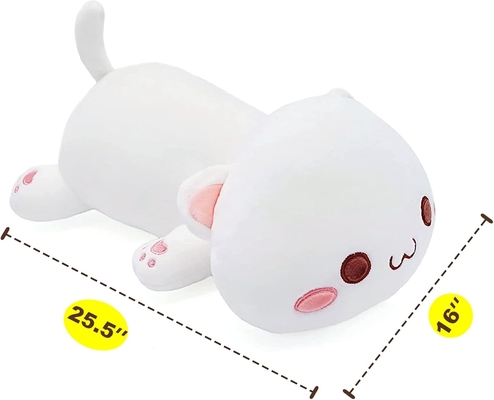 Onsoyours Kitten Cute Plush Toy 25.5 &quot; Animal de estimação recheado Kitty Anime Soft Cat Large Plush Pillow para crianças (Branco A, 25.5