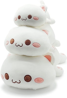 Onsoyours Kitten Cute Plush Toy 25.5 &quot; Animal de estimação recheado Kitty Anime Soft Cat Large Plush Pillow para crianças (Branco A, 25.5