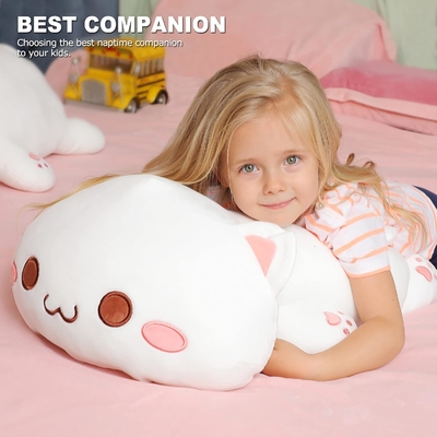 Onsoyours Kitten Cute Plush Toy 25.5 &quot; Animal de estimação recheado Kitty Anime Soft Cat Large Plush Pillow para crianças (Branco A, 25.5