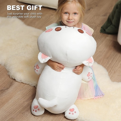 Onsoyours Kitten Cute Plush Toy 25.5 &quot; Animal de estimação recheado Kitty Anime Soft Cat Large Plush Pillow para crianças (Branco A, 25.5