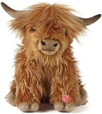 Animal de recheio castanho. Brinquedo de fazenda com som. Brinquedo macio presente para crianças.