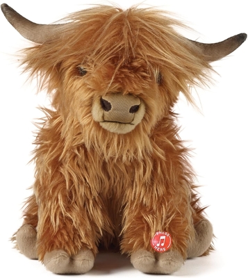 Animal de recheio castanho. Brinquedo de fazenda com som. Brinquedo macio presente para crianças.