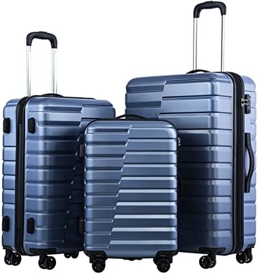 Maleta PC ABS TSA bagagem 3 peças Conjunto de fechadura giratório Carregar (azul azul)